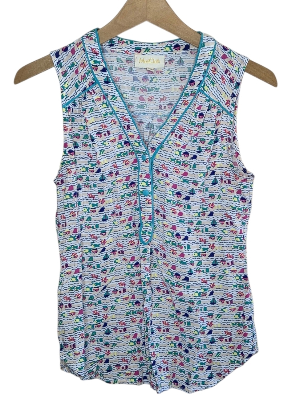 Modcloth Colorful Swimmers Graphic Tank Top Size XS Summer Quirky